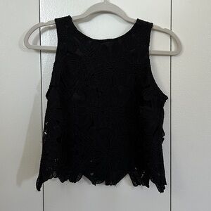 Black Floral Lace Sleeveless Top